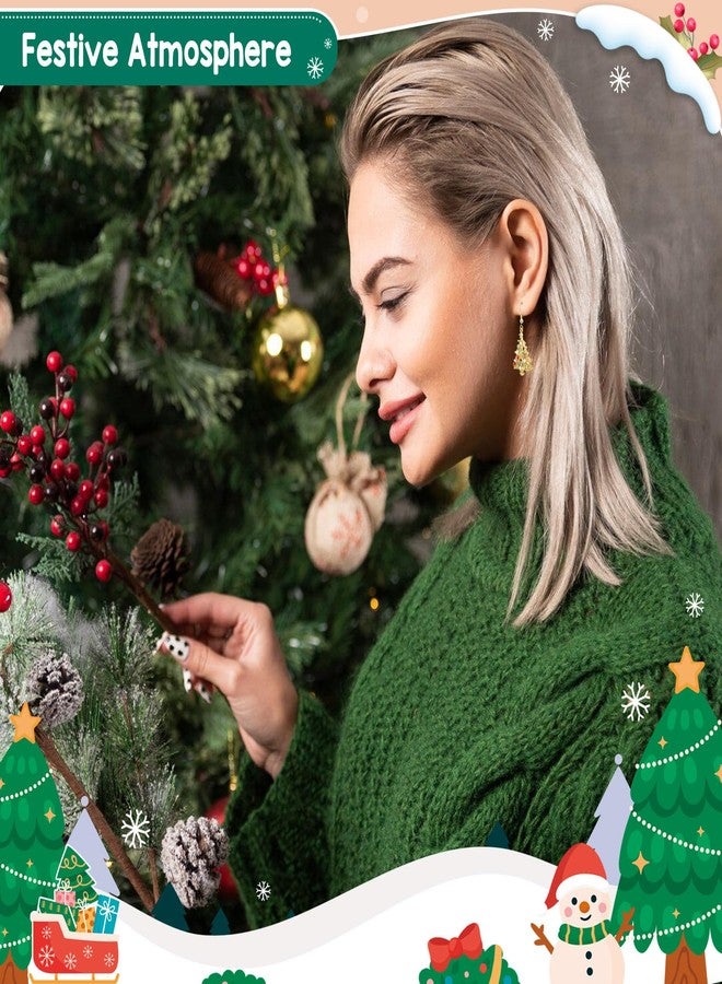 Joyline Christmas Stocking Stuffers for Women-Colorful Stones Pearls Alloy Dangle Christmas Tree Earrings Holiday Party Jewelry Gift - Image 5